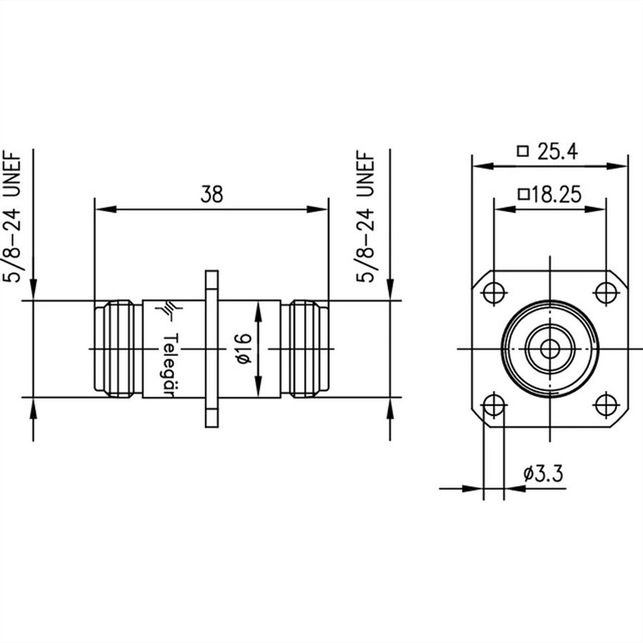 TELEGÄRTNER Connecteur N encastrable femelle/femelle, IP68