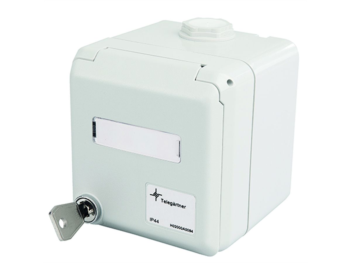 TELEGÄRTNER Boîtier IP44 AP verrouillable , avec logement de module pour 2xAMJ/UMJ