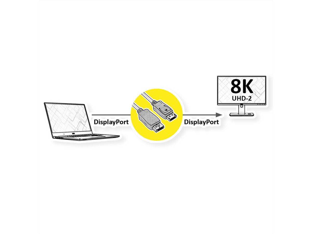 ROLINE Câble DisplayPort v2.0, DP M - DP M, noir, 2 m