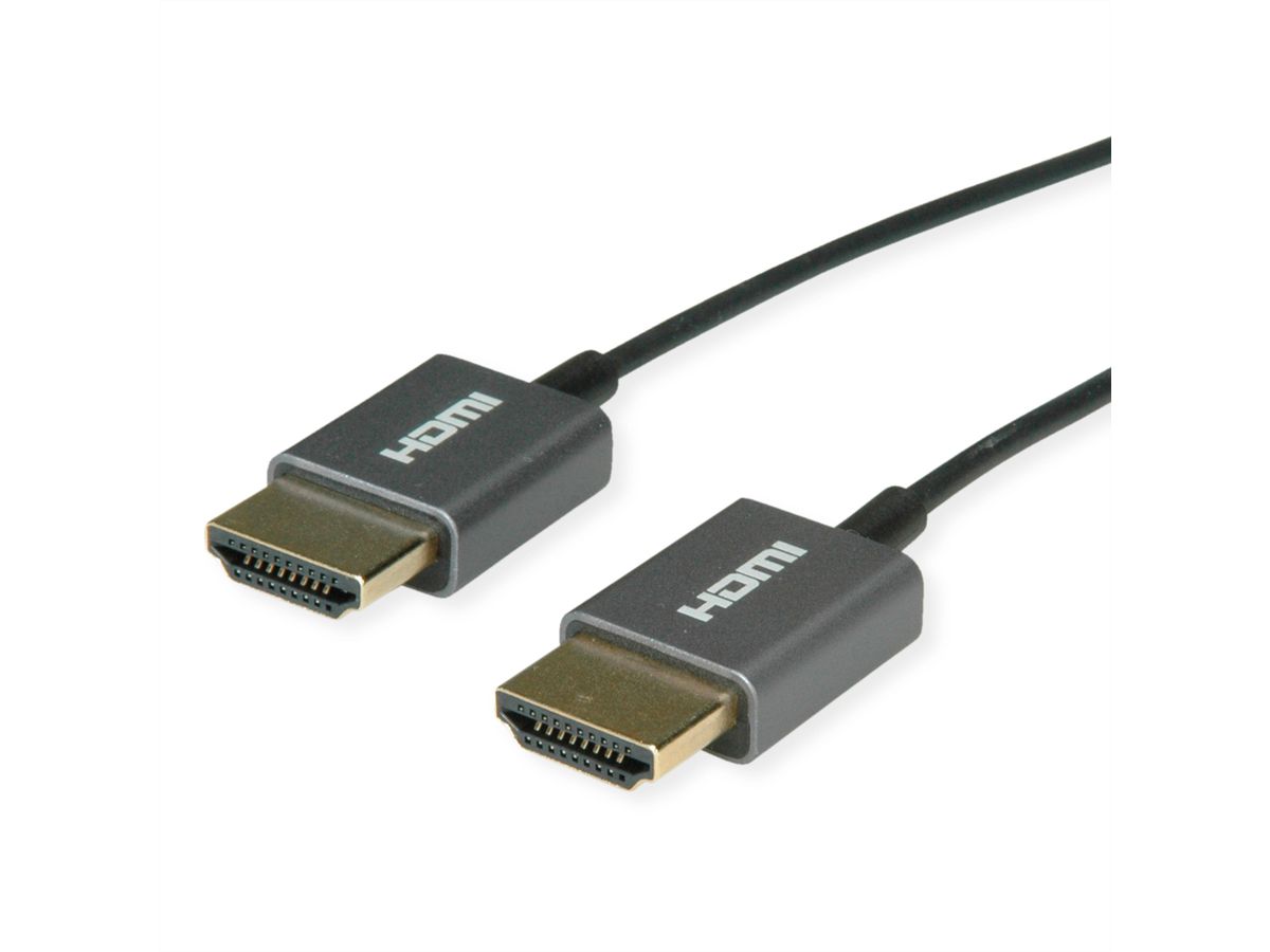 ROLINE Câble HDMI Ultra HD avec Ethernet, 4K, M/M, Slim, noir, 2 m