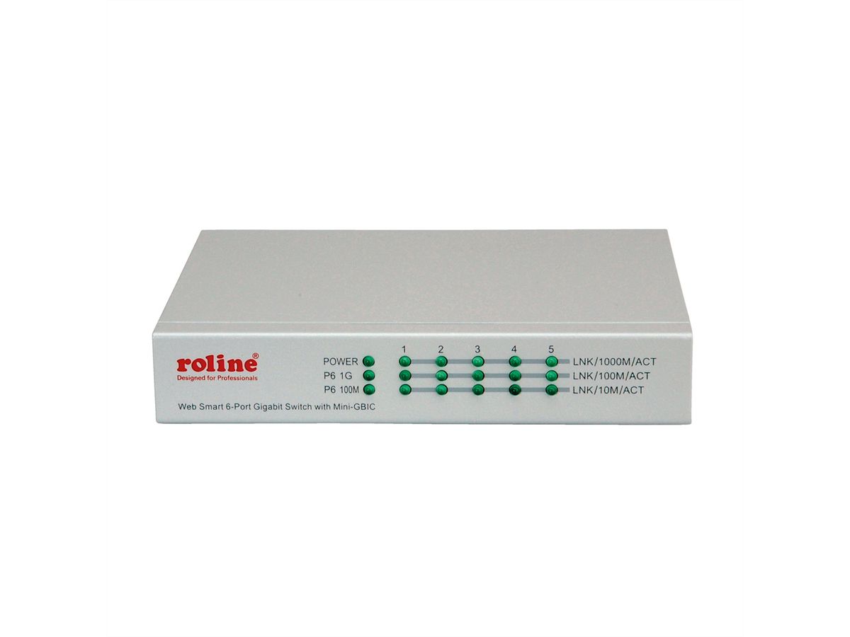 ROLINE Switch Gigabit Ethernet, 6 ports (5x 10/100/1000 + 1x SFP), WebSmart