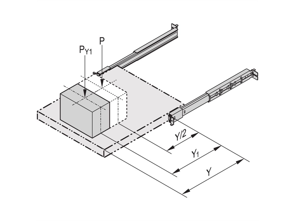 Glissière télescopique universelle SCHROFF, Slim, 2 U, 457L