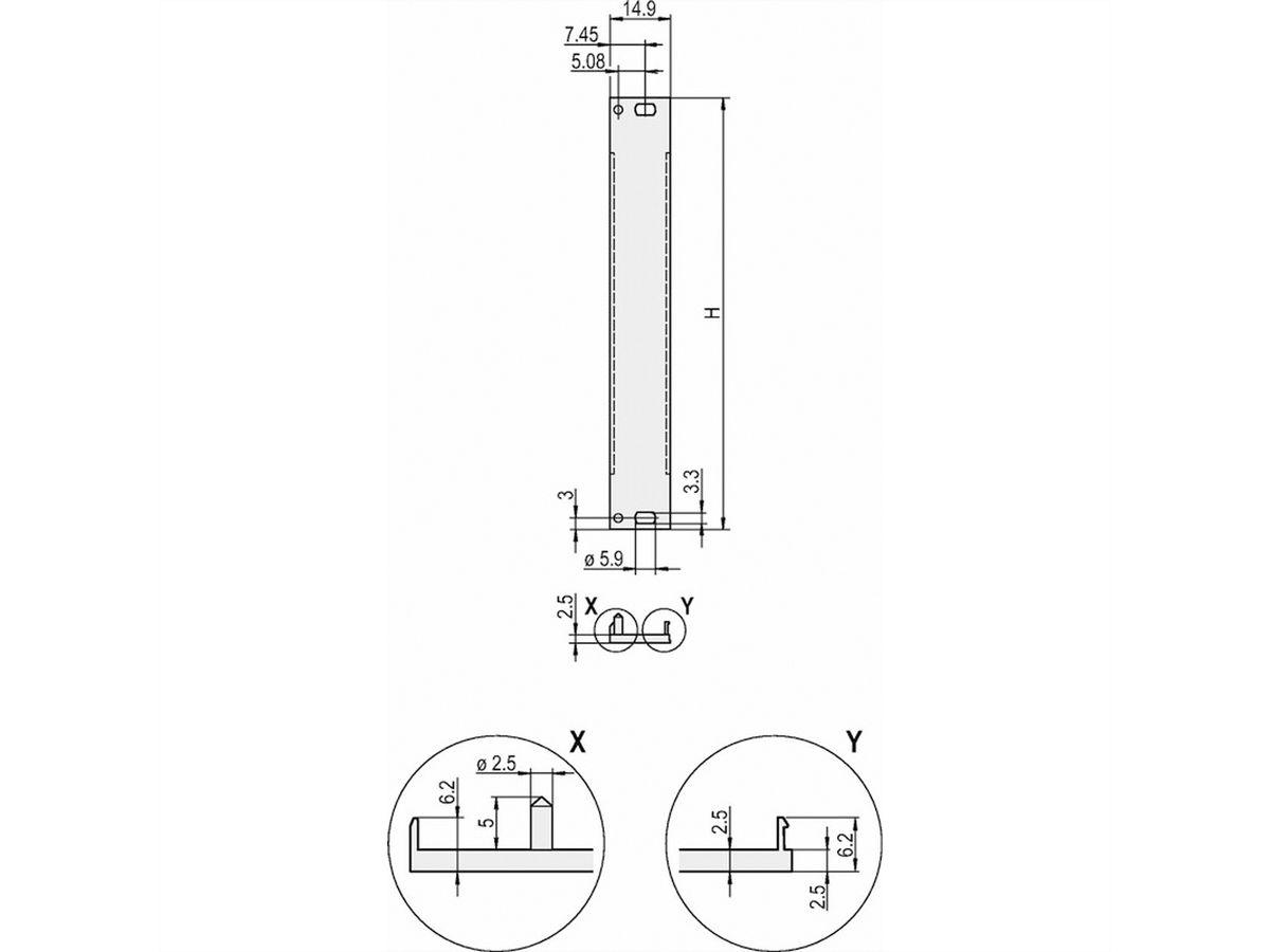 SCHROFF Face avant, profil en U, Refrofit Shielding, 3 U, 3 HP, 2,5 mm, alu, face avant anodisée, face arrière conductrice