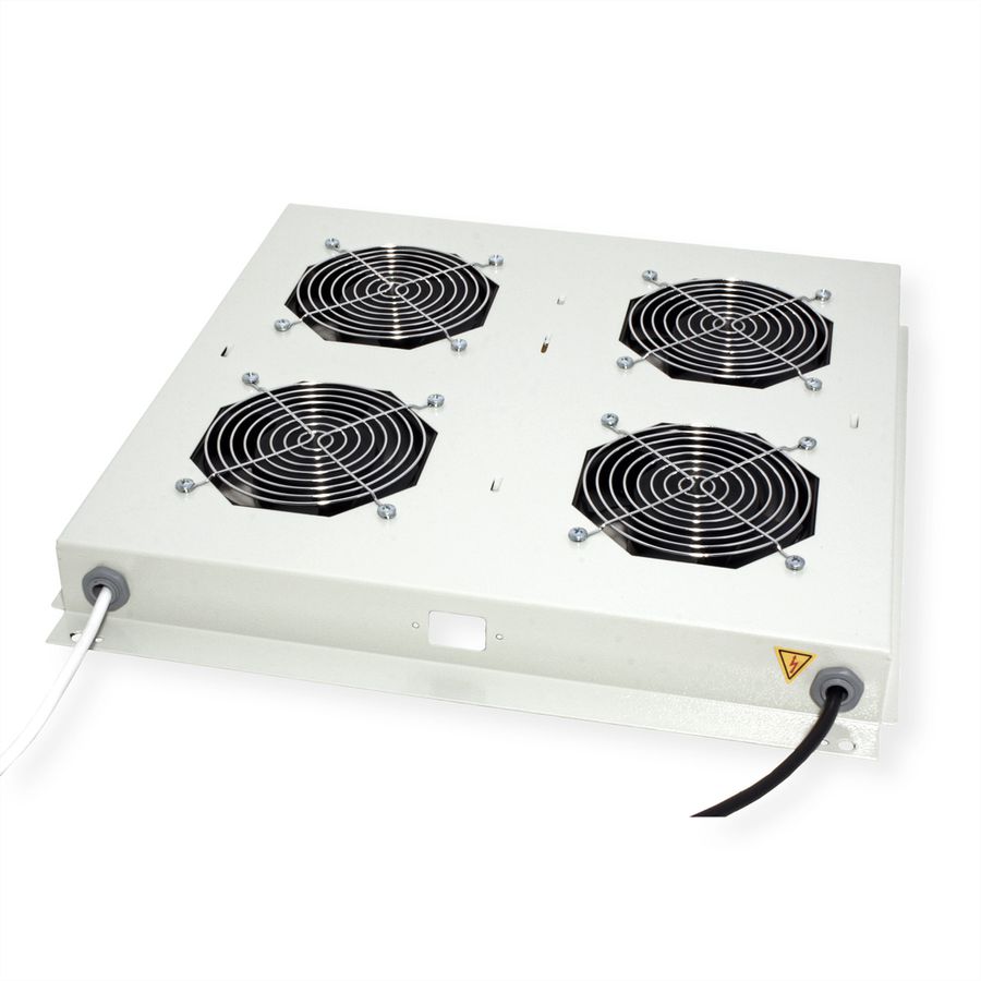 ROLINE 19" Unité de ventilation pour toit, 4 ventilateurs, thermostat, gris