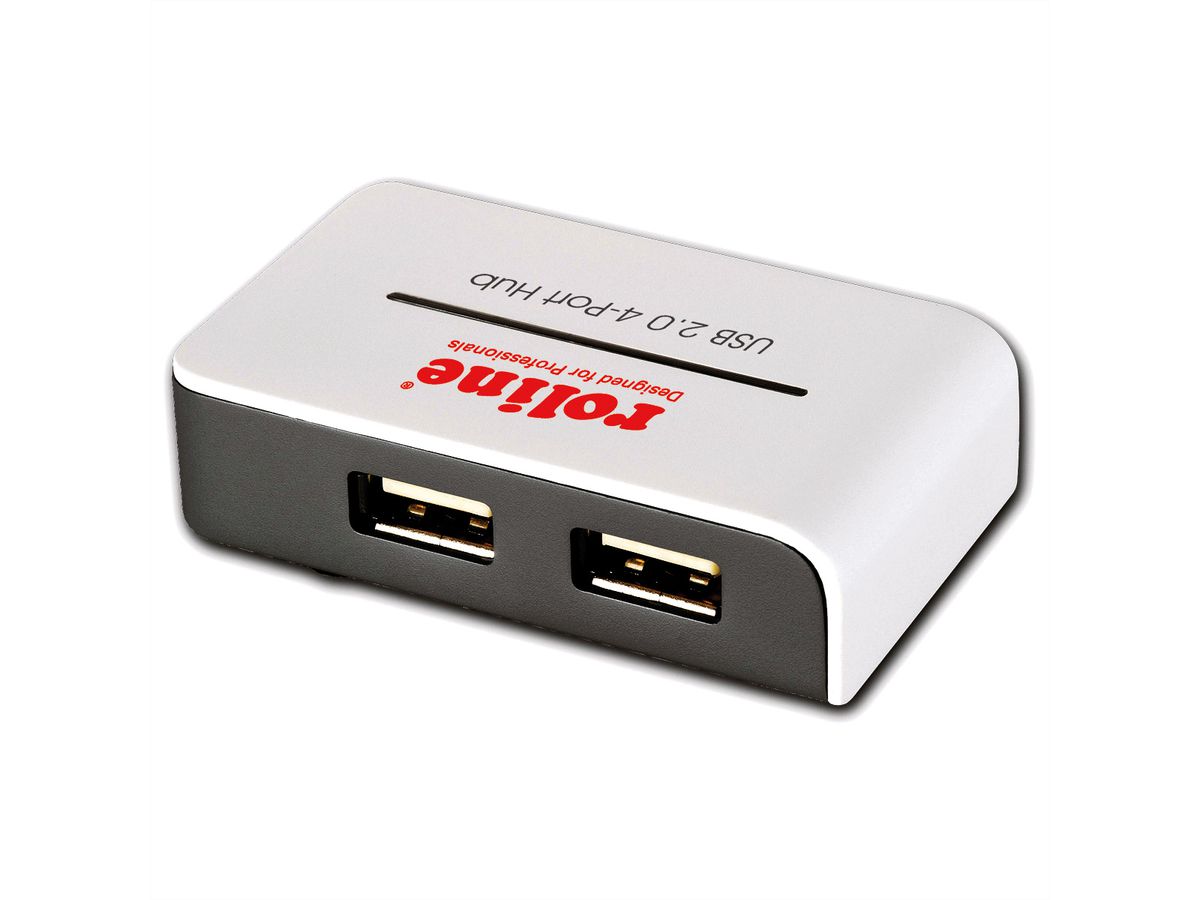 ROLINE Hub USB 2.0 Black and White, 4 ports, avec alimentation