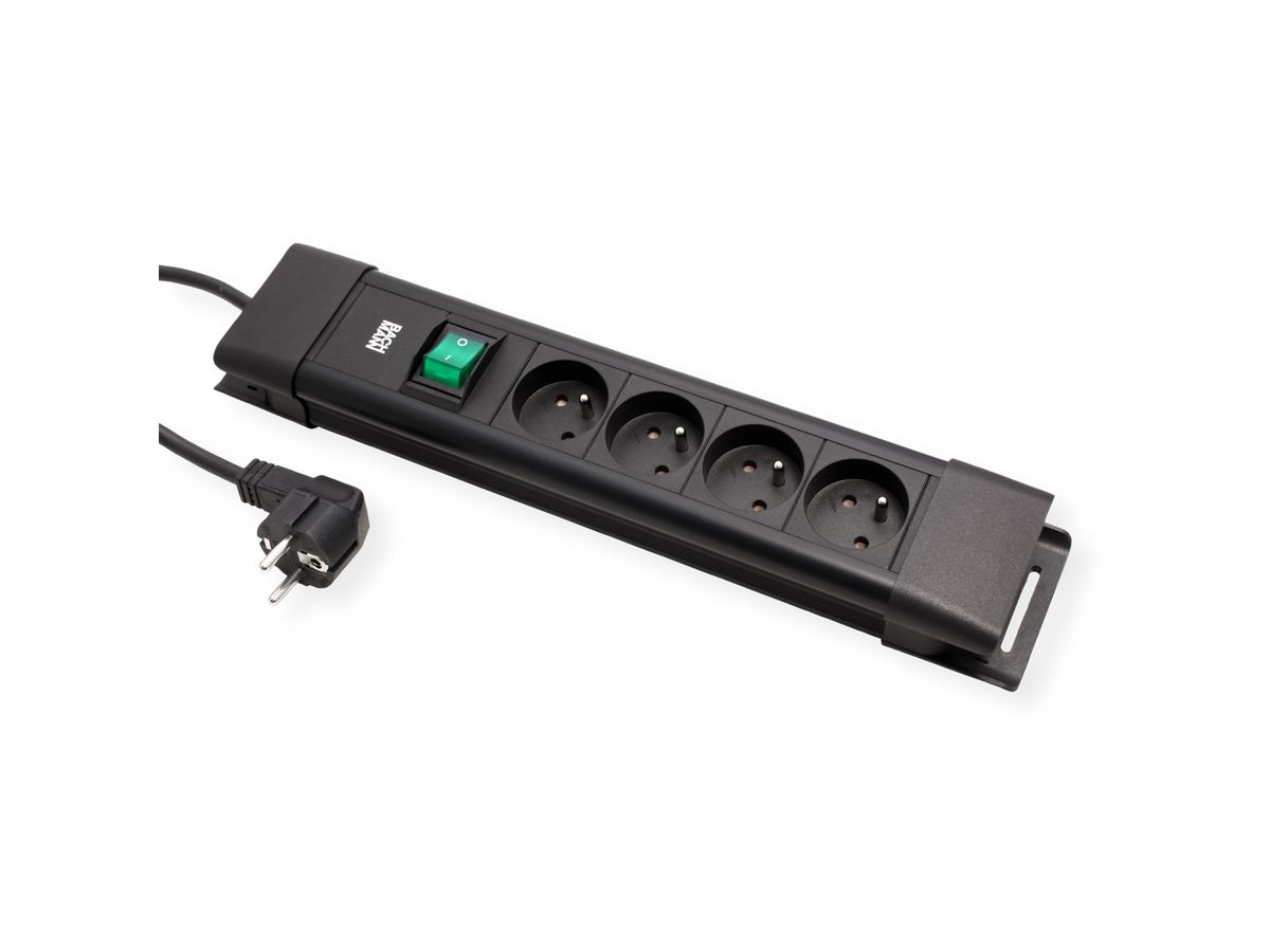 BACHMANN CONNECTUS 4xUTE , 1xinterrupteur 2,0m CEE7/7 noir