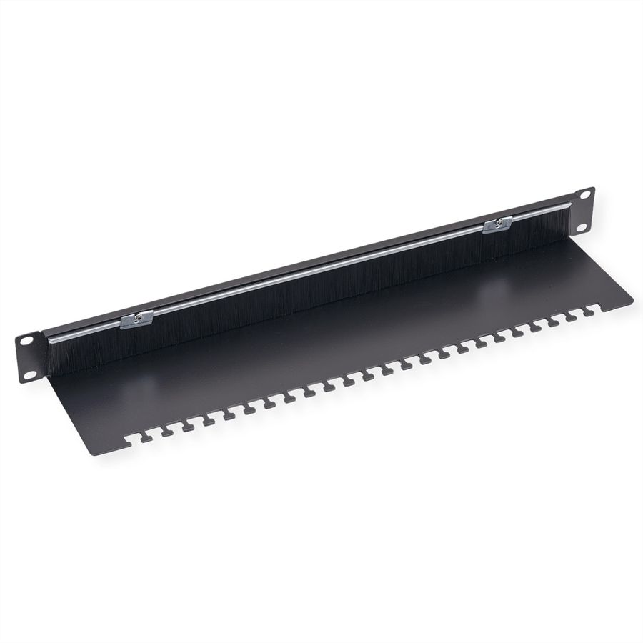 VALUE Passe-câbles 19" de 1U, avec brosse et plaque porte-câbles, noir