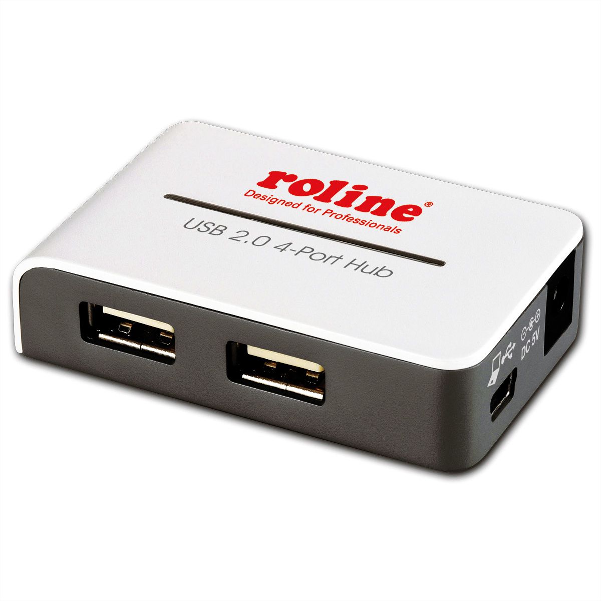 ROLINE Hub USB 2.0 Black and White, 4 ports, avec alimentation