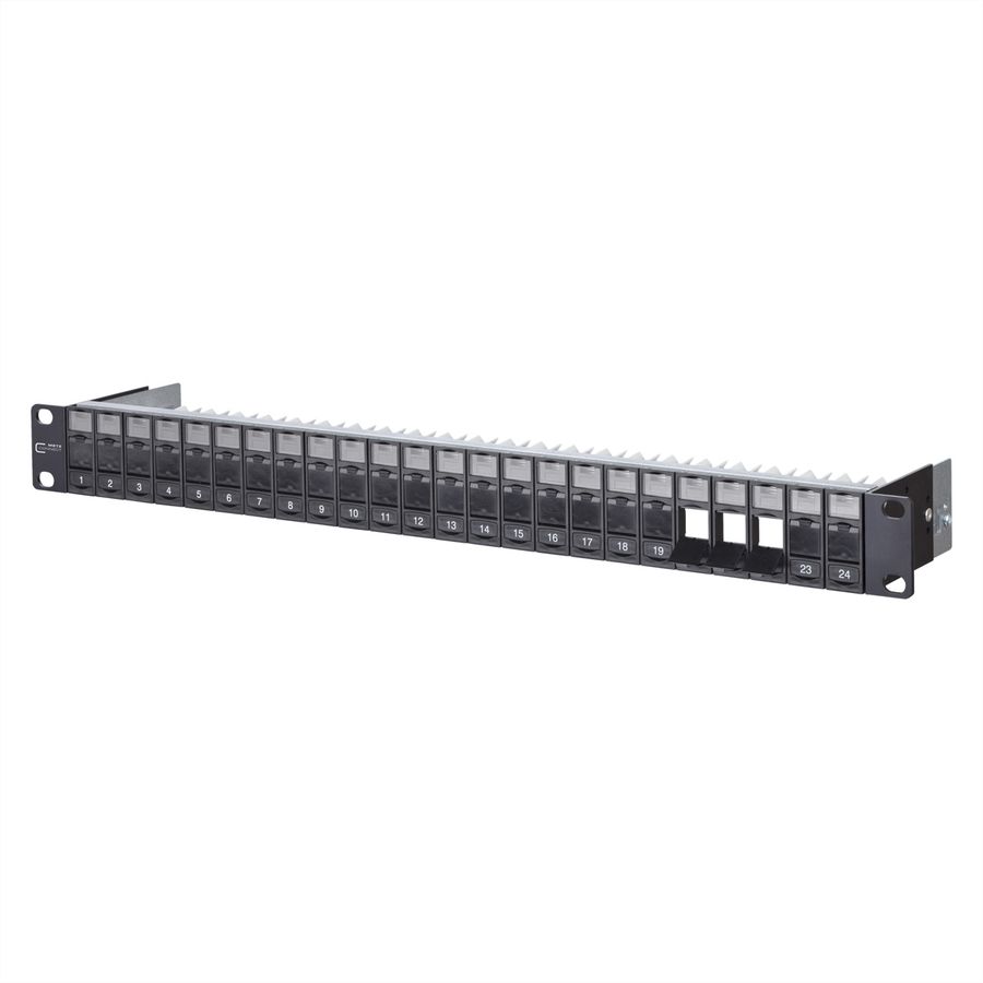 METZ CONNECT Keystone support pour module 19 pouces 1UH 24 ports noir non équipé, blindé, noir