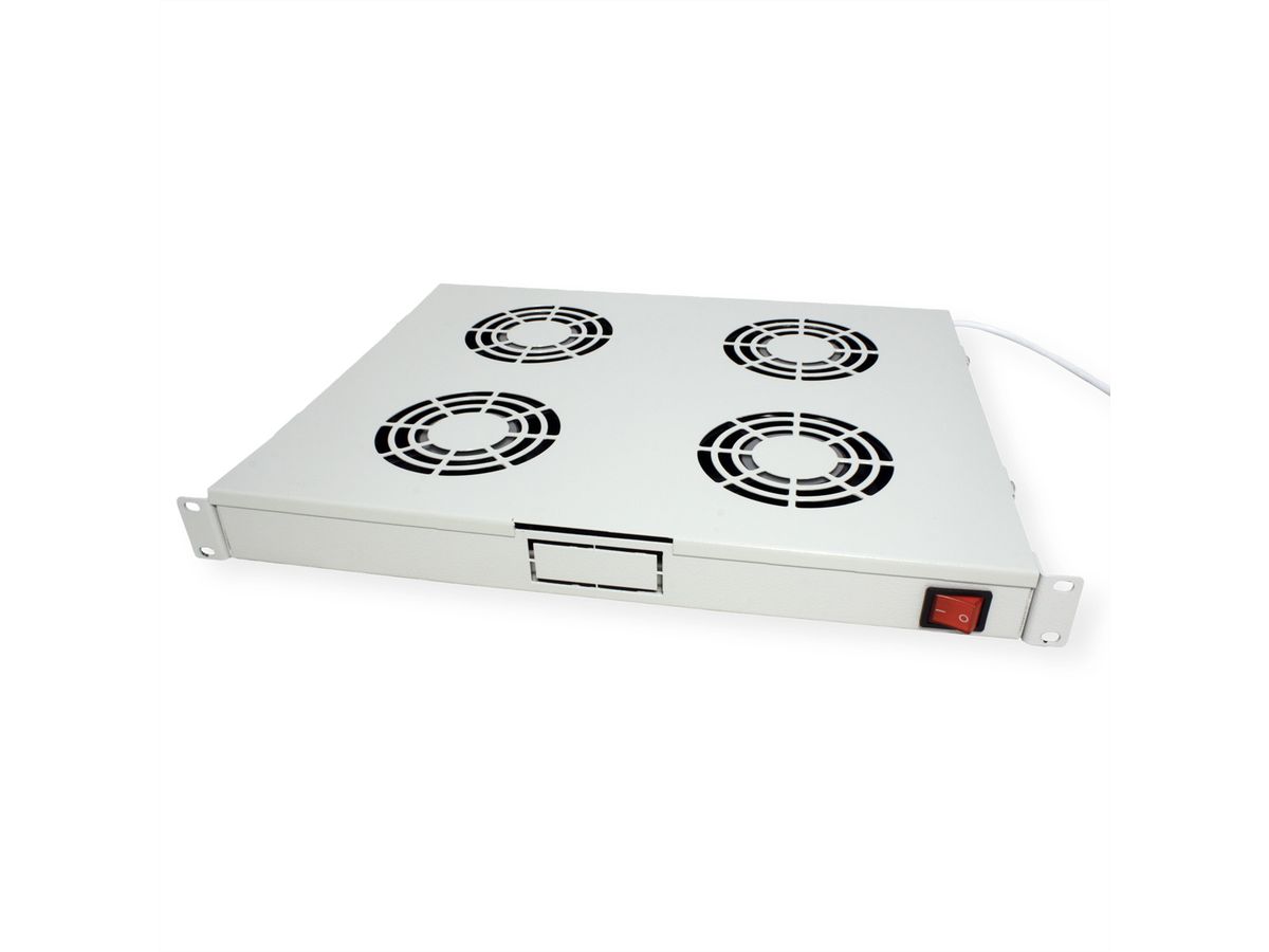 ROLINE 19" Unité de ventilation, 4 ventilateurs, Thermostat gris
