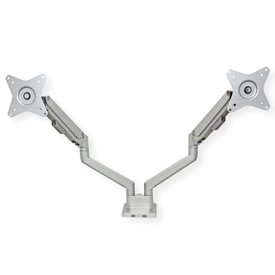 ROLINE Support double LCD, fixation sur bureau, vérin à gaz, 5 articulations, 17-23", jusqu'à 2x 9 kg, argent