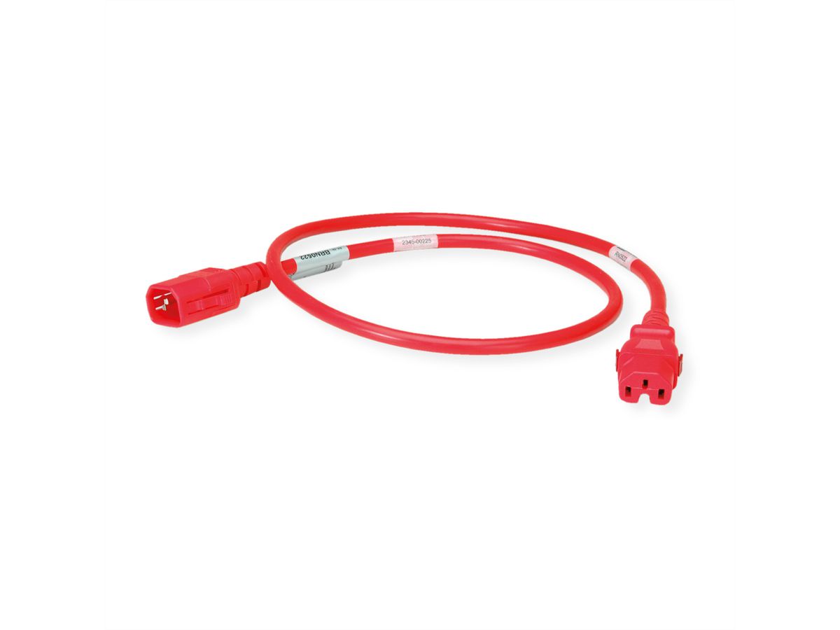 BACHMANN TwyLock Câble prolongateur C14-C15 1.0m rouge 10A, verrouillage des deux côtés