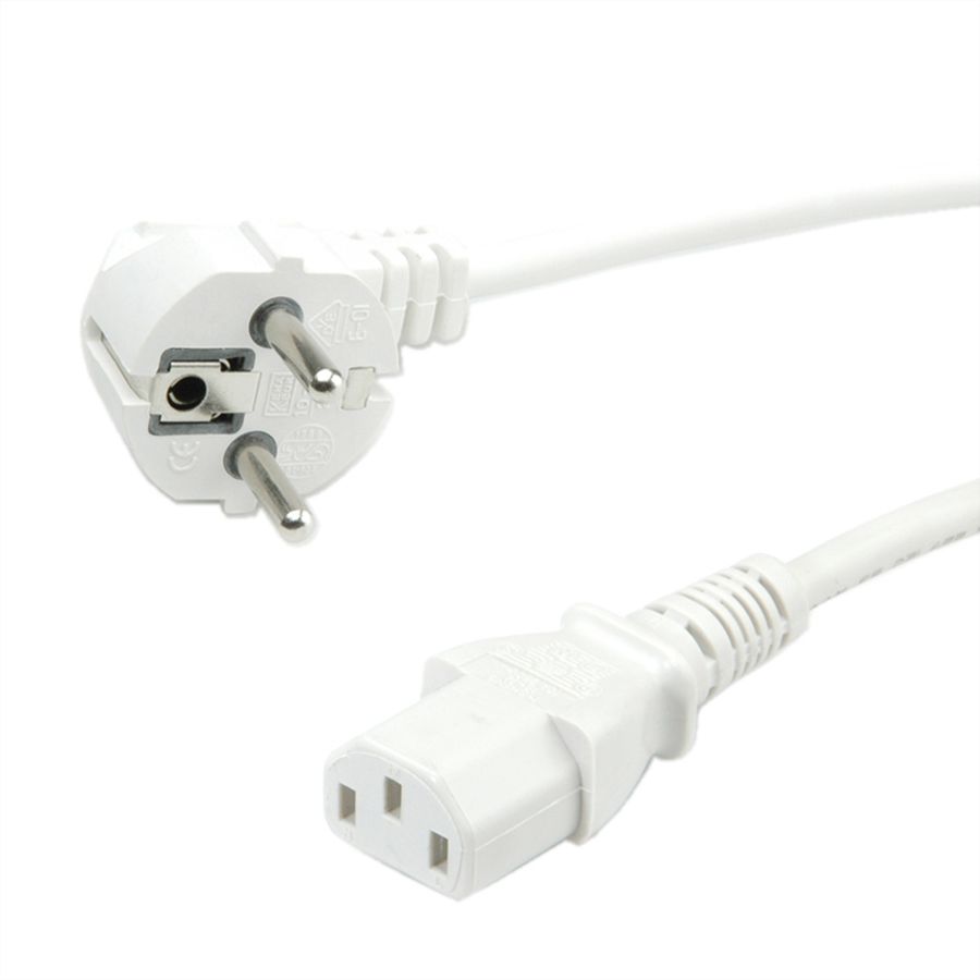 VALUE Câble d'alimentation 2P+T coudé - C13, blanc, 1,8 m