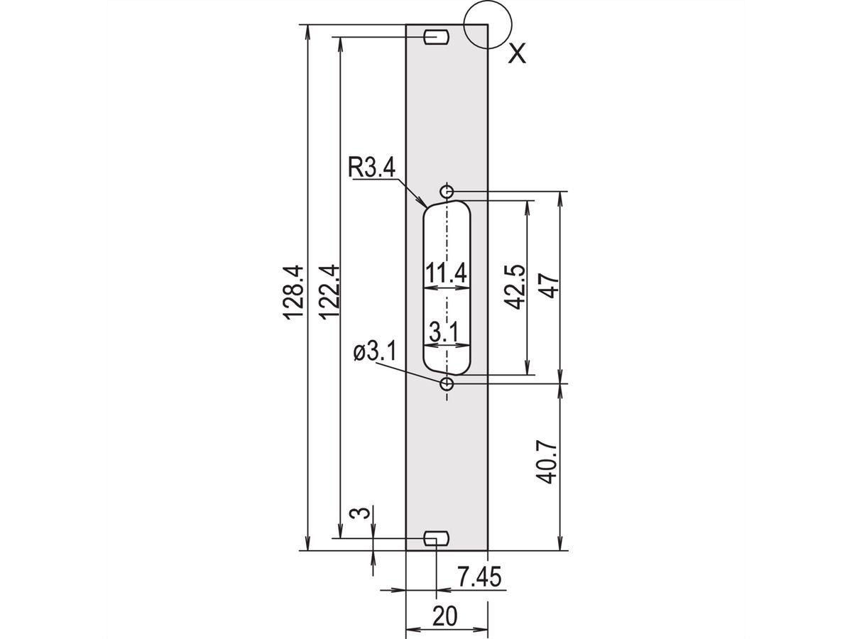 SCHROFF Face avant, plate, Refrofit Shielding, D-Sub Cutout, 3 U, 4 HP, 1 x 25 broches, 2,5 mm, alu, anodisé avant, conducteur arrière