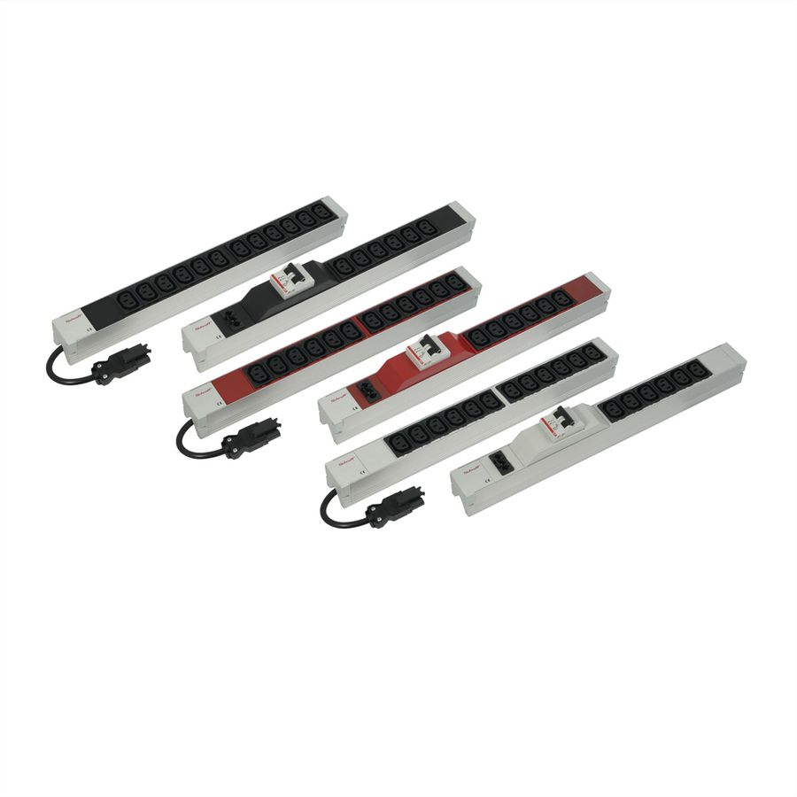 Bâtis de prises SCHROFF, IEC C13, avec entrée Wieland®, C13, 12 prises, 19", noir