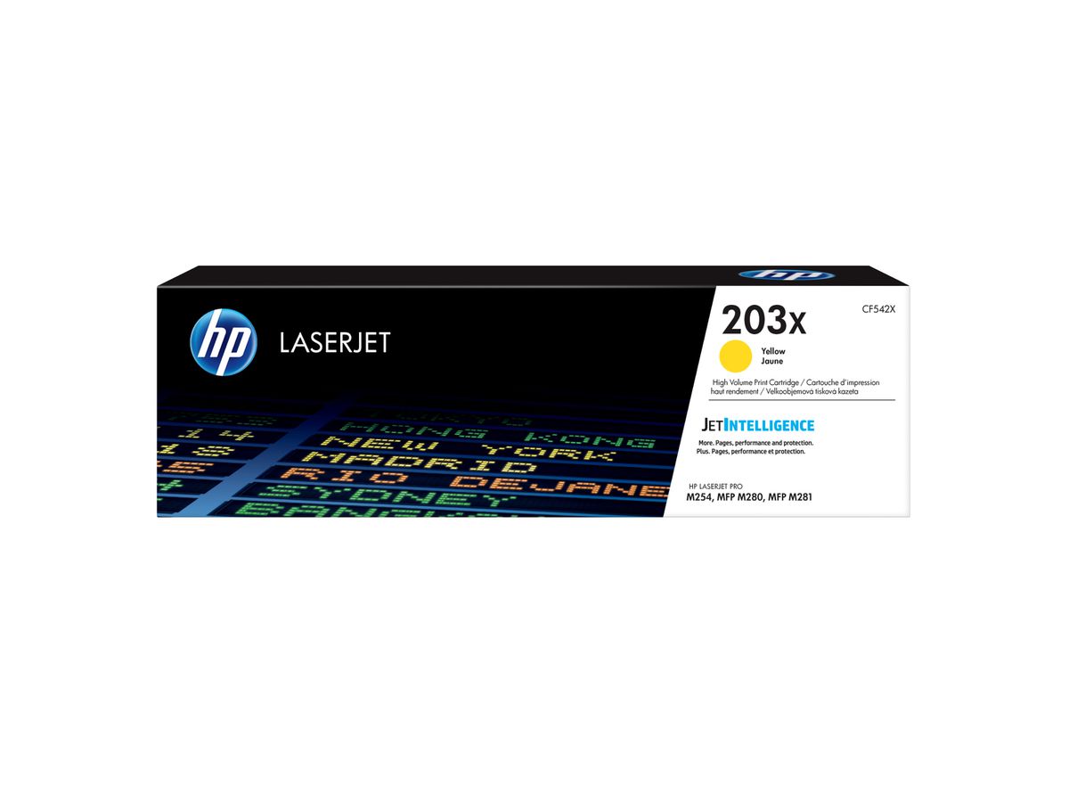 HP LaserJet Cartouche de toner grande capacité jaune authentique 203X pour