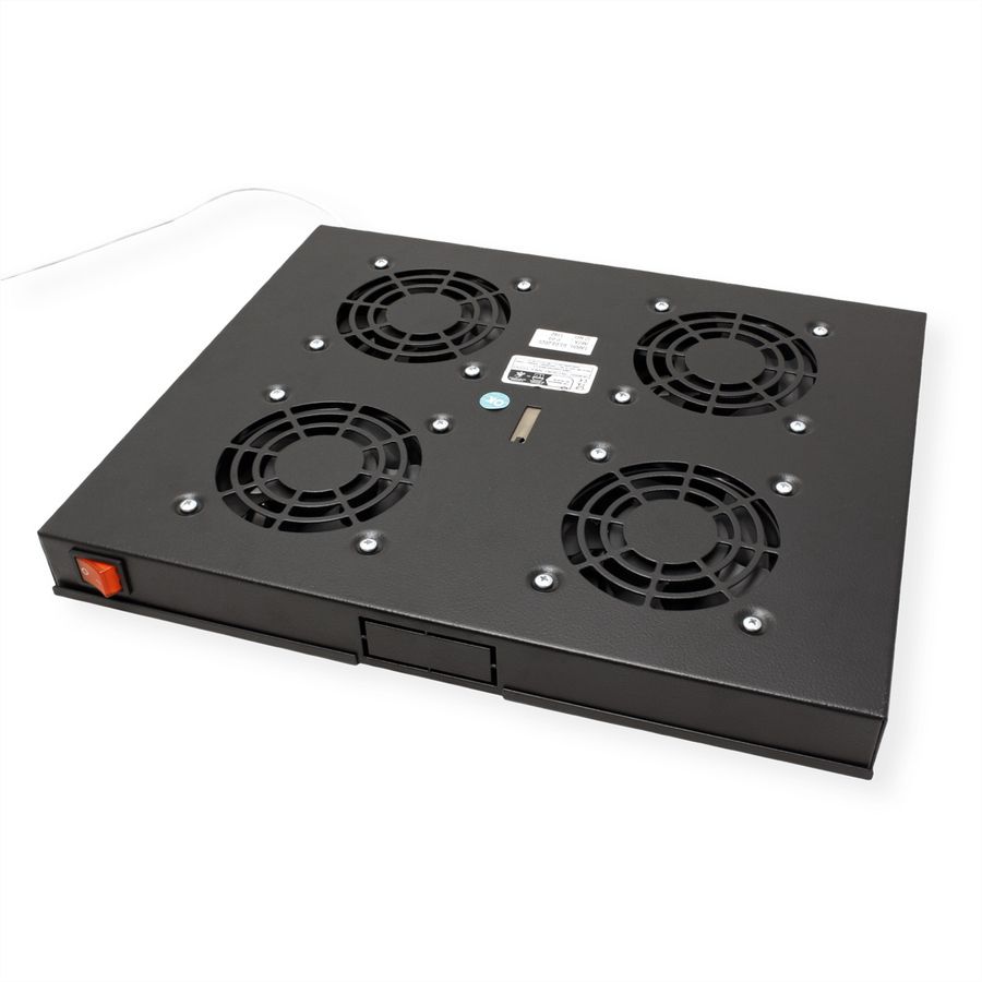 ROLINE 19" Unité de ventilation, 4 ventilateurs, thermostat, noire