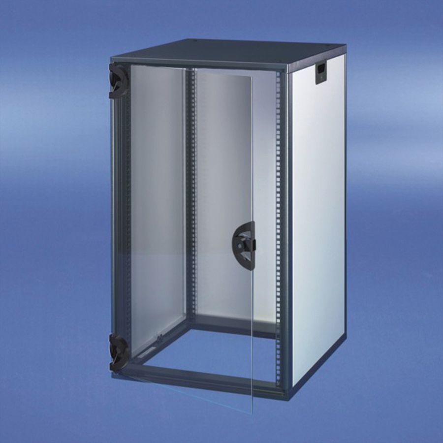 Armoire Novastar SCHROFF avec porte vitrée et panneau arrière, Heavy-Duty, RAL 7021/7035, 1745H 553W 600D