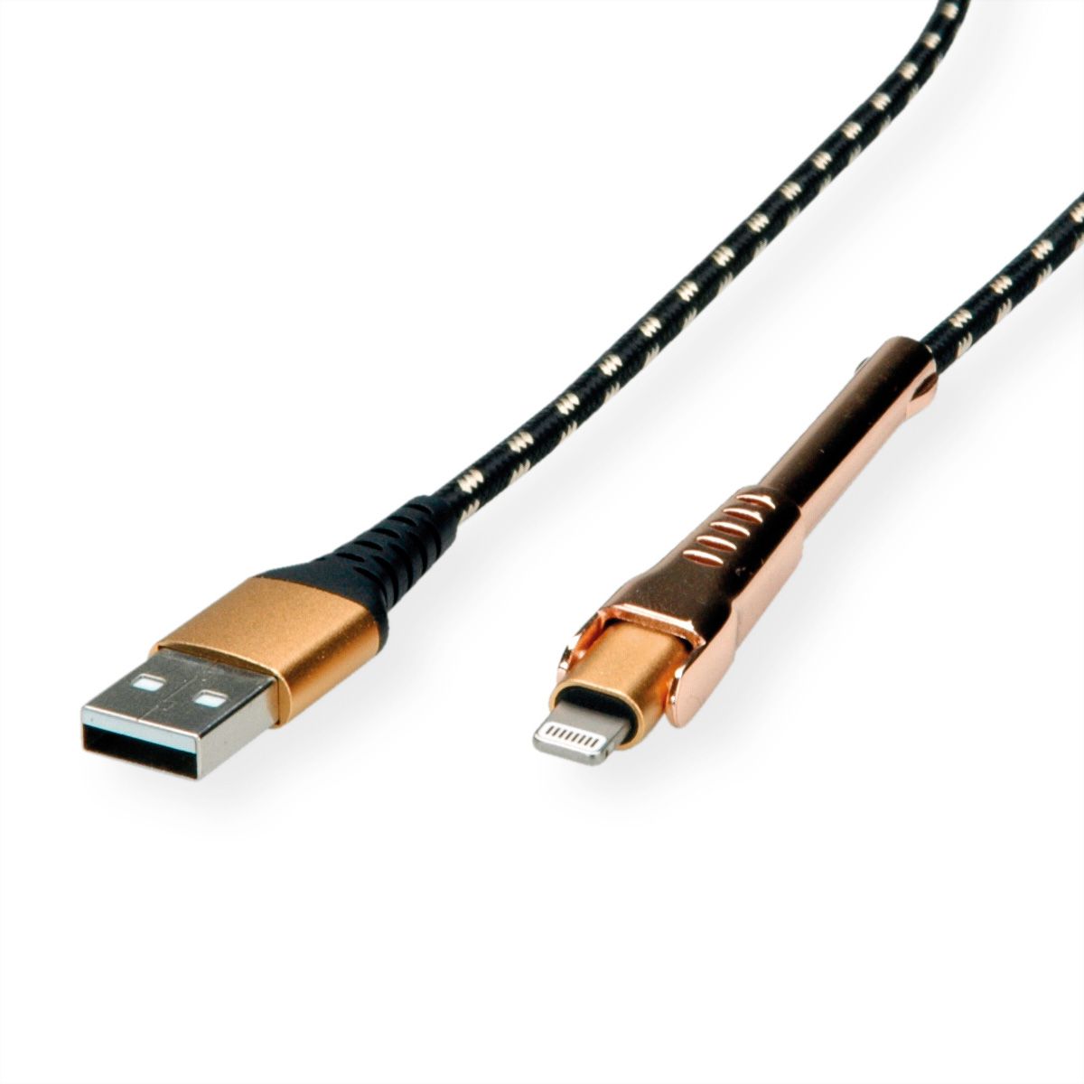 ROLINE GOLD Câble de charge et synchronisation pour appareils à connecteur 8pin, avec fonction d'appui, 1 m