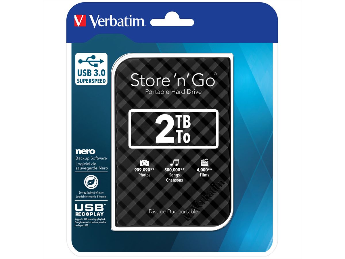 VERBATIM Store 'n' Go USB 3.0, Disque dur portable 2 To