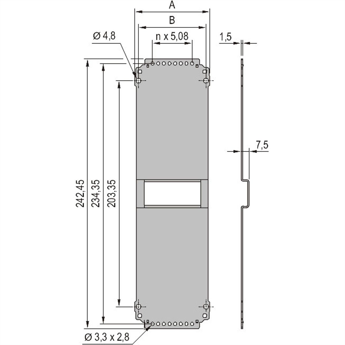 Unité enfichable de type cadre SCHROFF, panneau arrière, lisse, 6 U, 14 HP
