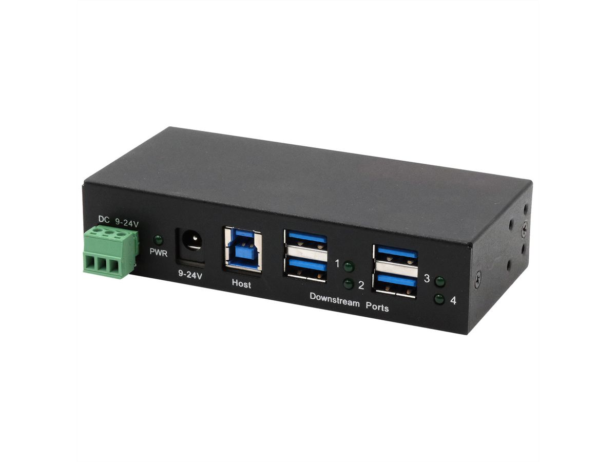 EXSYS EX-1244HMS HUB 4 ports USB 3.2 Gen 1 Din-Rail kit et mur VIA VL813 Chipset
