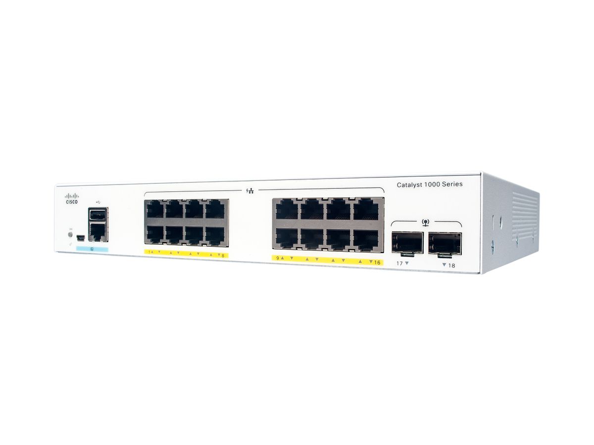 Cisco Catalyst C1000-16P-2G-L commutateur réseau Géré L2 Gigabit Ethernet (10/100/1000) Connexion Ethernet, supportant l'alimentation via ce port (PoE) Gris
