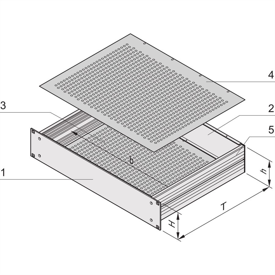 SCHROFF MultipacPRO 19" Châssis, aluminium, dessus et base perforés, 2 U, 340 mm