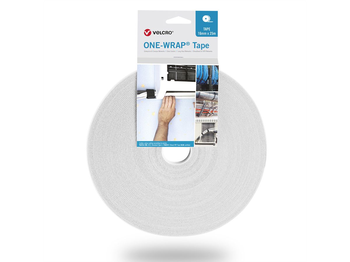 VELCRO® One Wrap® Bande 30 mm, blanc, 25 m