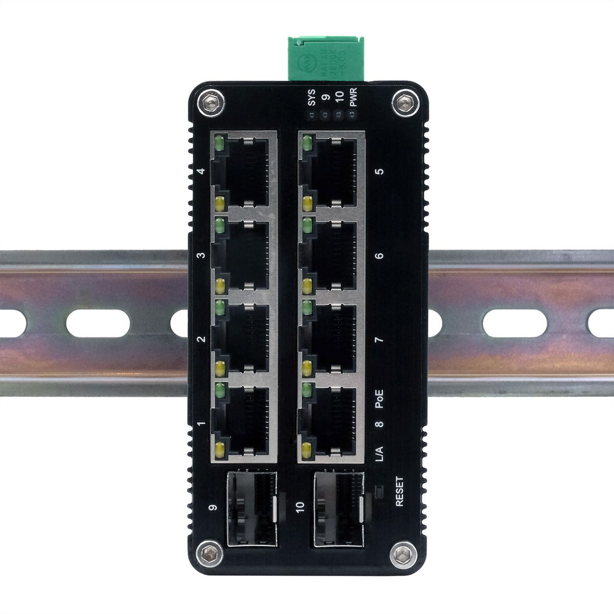 EXSYS EX-62035MPoE-SFP Mini commutateur industriel 8+2 ports Gigabit SFP PoE+, géré par le Web