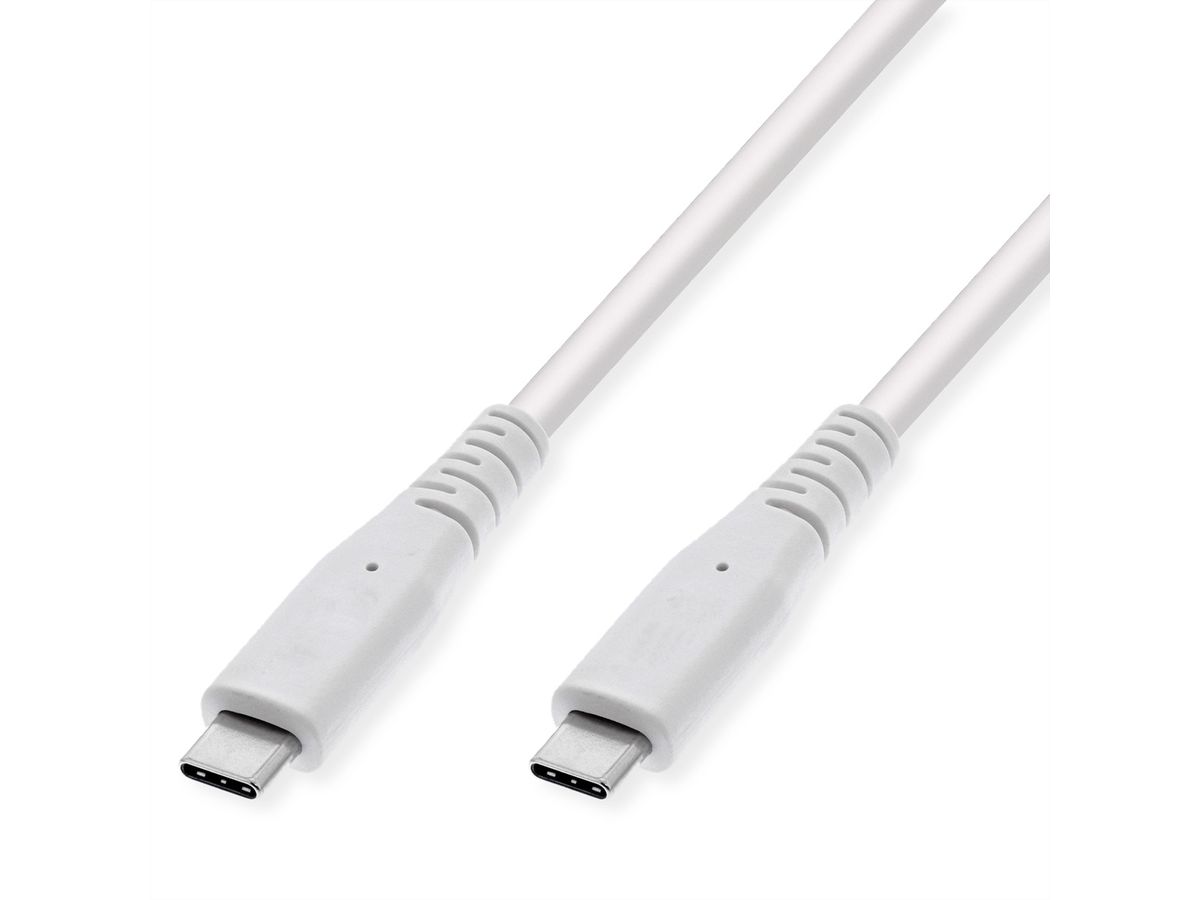 VALUE Câble compatible USB 3.2 Gen2, avec PD (Power Delivery), avec Emark, C-C, M/M, blanc, 5 m