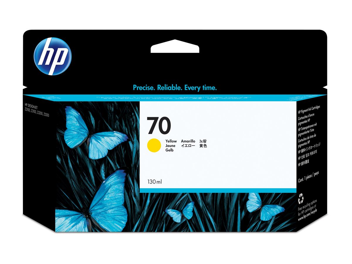 HP 70 cartouche d'encre DesignJet jaune, 130 ml