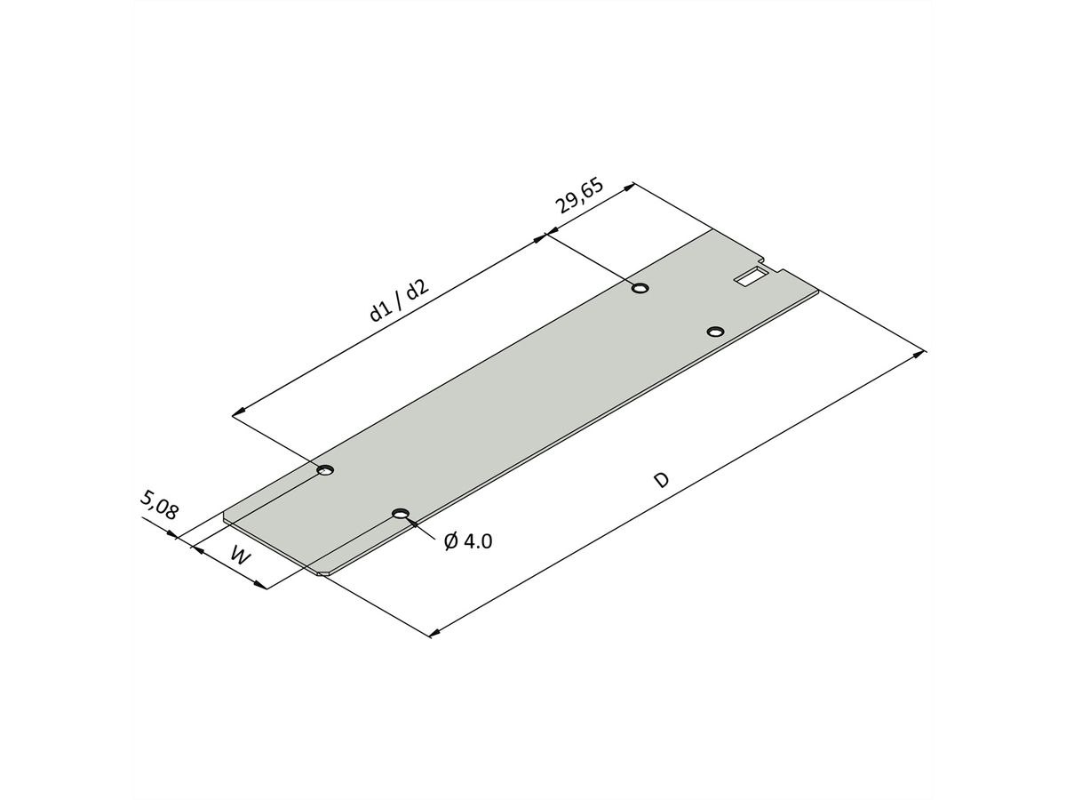 Plaque de recouvrement de l'unité enfichable SCHROFF, sans perforation, 12 CV, 167 mm