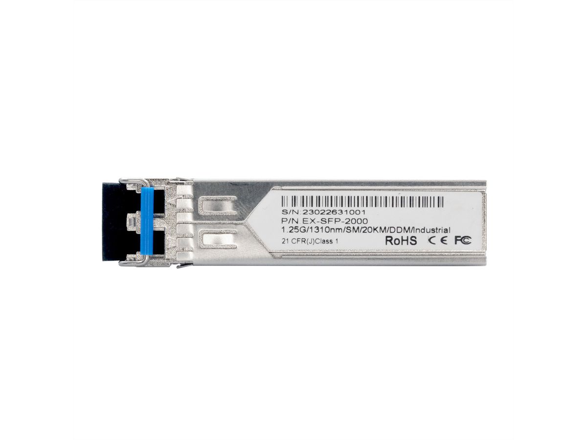 EXSYS EX-SFP-2000 SFP Transceiver, LC, Duplex, Singlemode, 20km, -40°C à +85°C