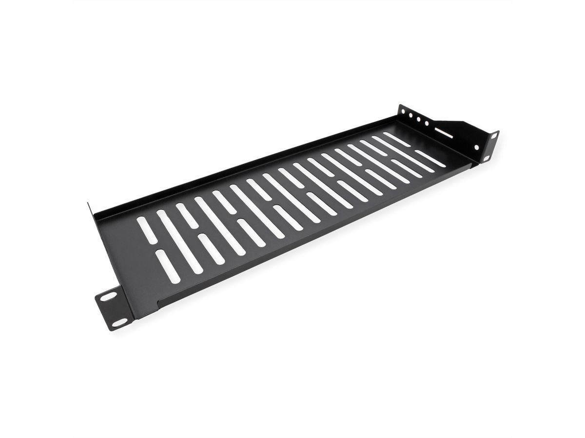 VALUE Etagère 19", 485 x 150 mm, 1 U, max. 10 kg, forme en U, noir