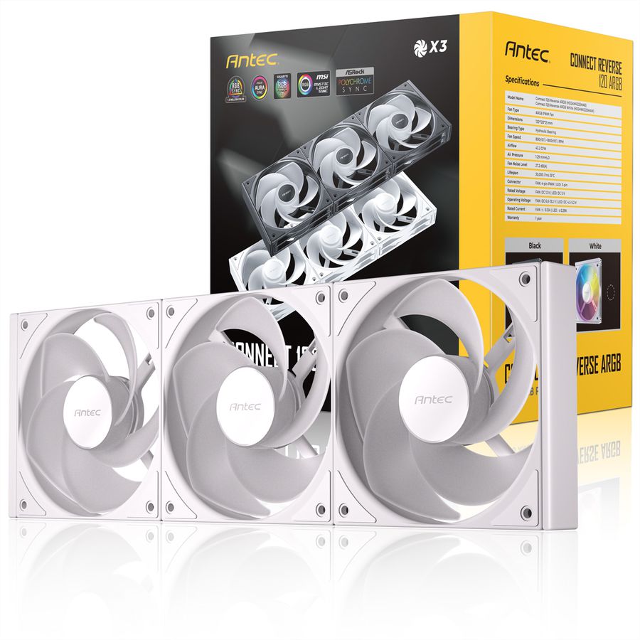 ANTEC C120R ARGB White Ventilateur de boîtier PC, pack de 3, blanc