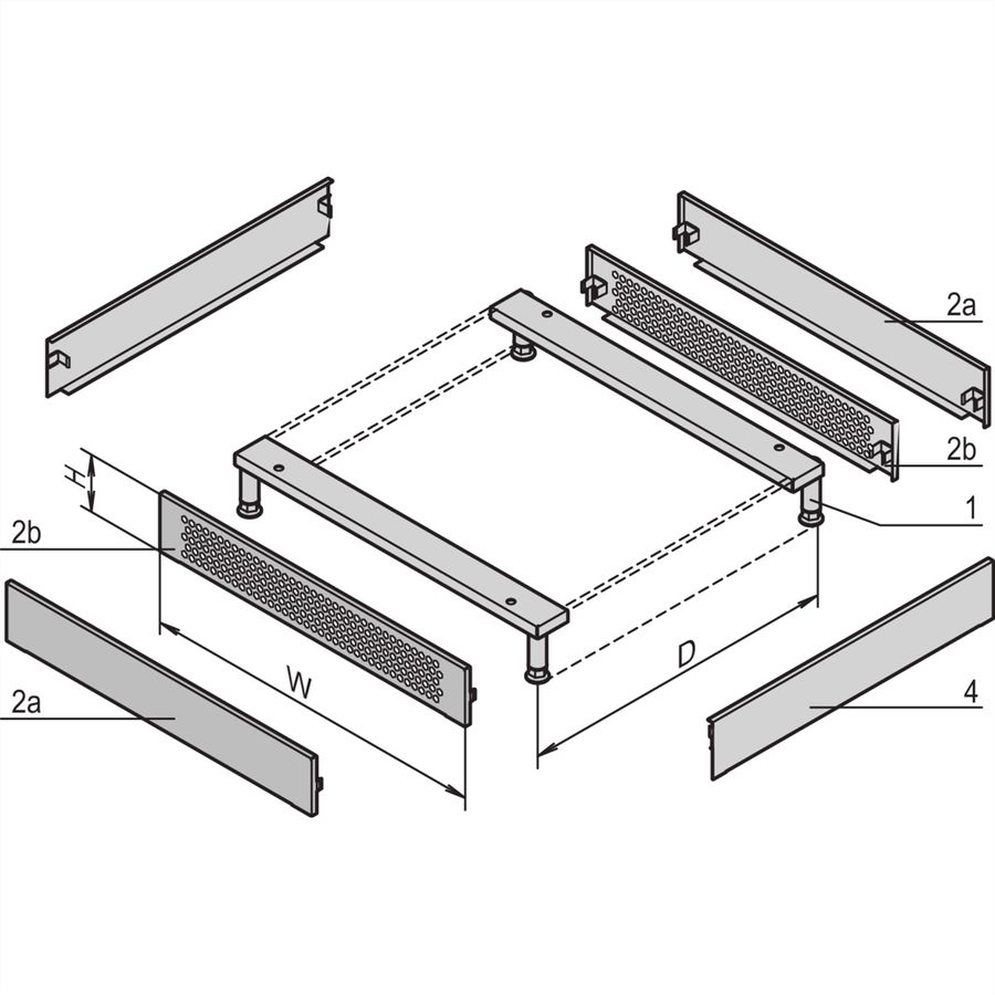 SCHROFF VARISTAR Socle aéré, 600 mm de large, RAL7021