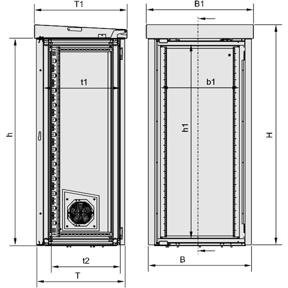 SCHROFF Armoire modulaire de ventilation pour l'extérieur avec porte double, ventilateur, 1510H 1300W 600D