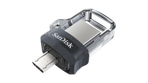 SanDisk Ultra Dual m3.0 lecteur USB flash 32 Go USB Type-A / Micro-USB 3.2 Gen 1 (3.1 Gen 1) Noir, Argent, Transparent