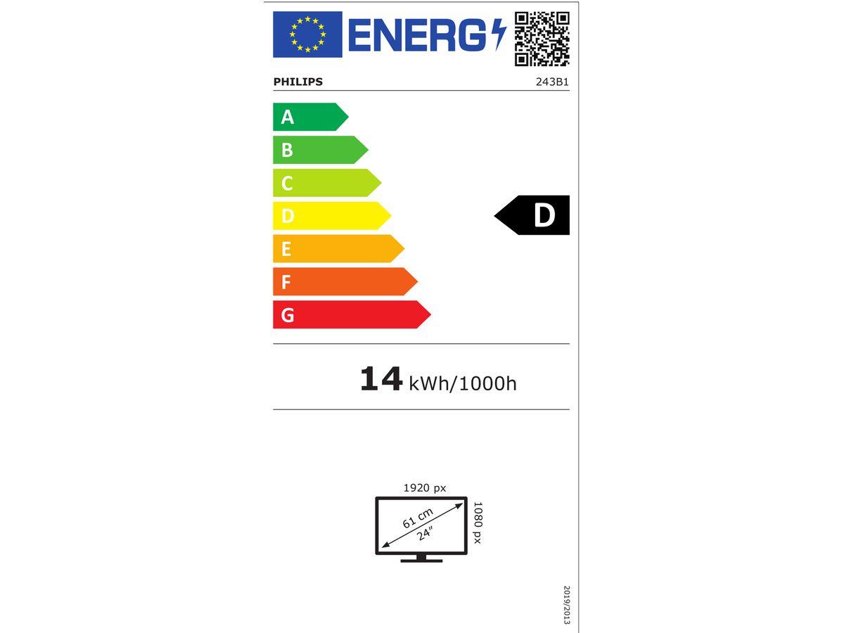 Philips B Line 243B1/00 écran plat de PC 60,5 cm (23.8") 1920 x 1080 pixels Full HD LED Noir