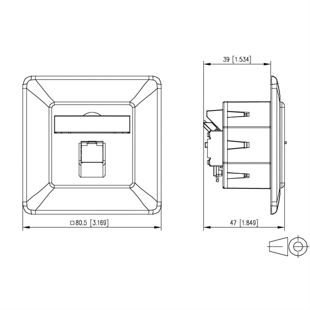 METZ CONNECT E-DAT C6A IDC Prise, 1 port, encastré (UP), blanc signalisation brillant