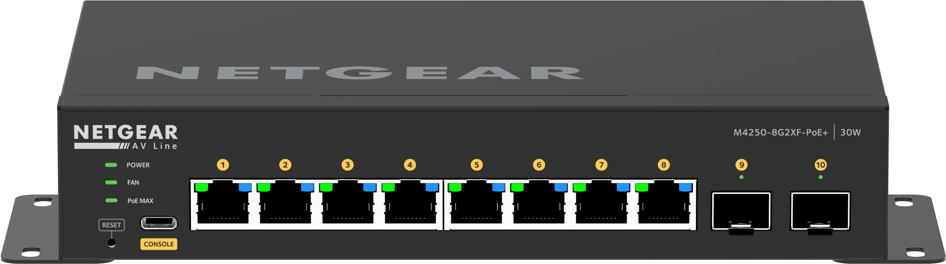 NETGEAR GSM4210PX-100EUS commutateur réseau Géré L2/L3 Gigabit Ethernet (10/100/1000) Connexion Ethernet, supportant l'alimentation via ce port (PoE) Noir