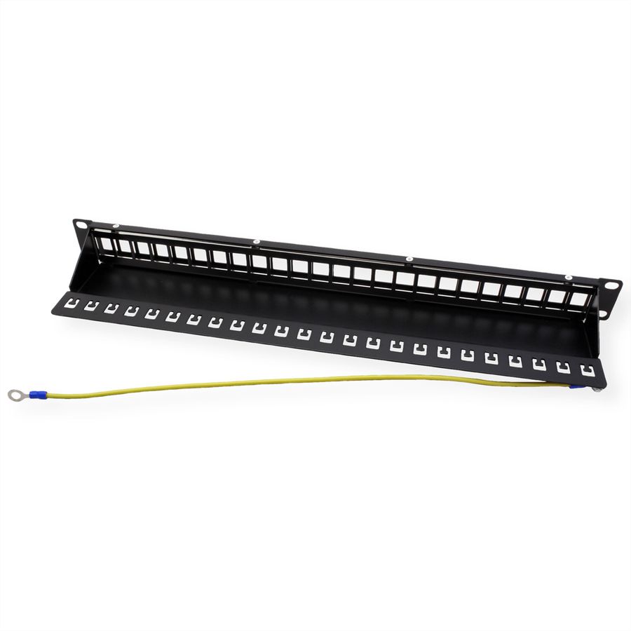 VALUE Panneau de brassage 19" pour keystones, 24 ports, 1U, blindé, noir