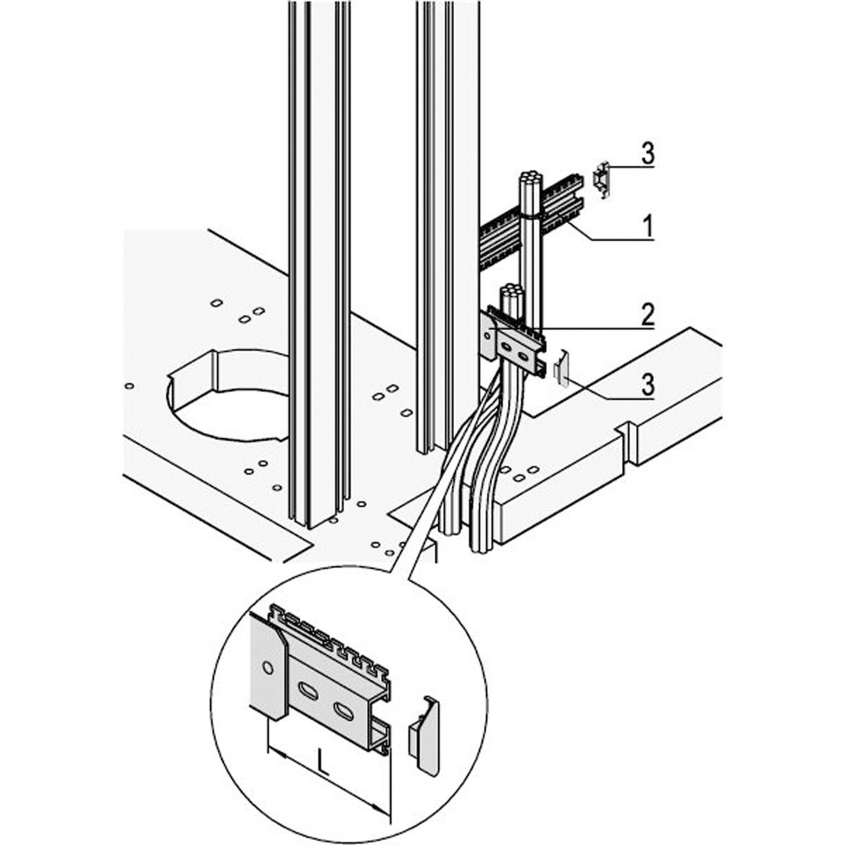 SCHROFF Profilé en C avec bride - C-PROFILE F.KABELBINDER 295L