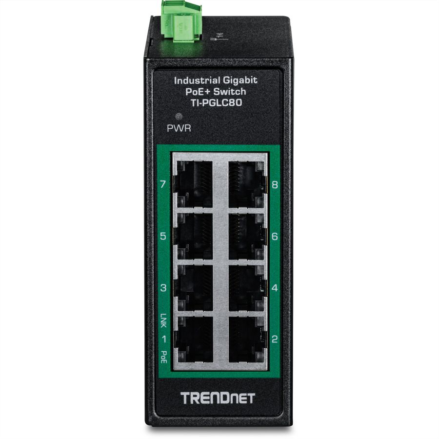 TRENDnet  TI-PGLC80 Mini switch Rail DIN PoE+ Gigabit industriel à 8 ports