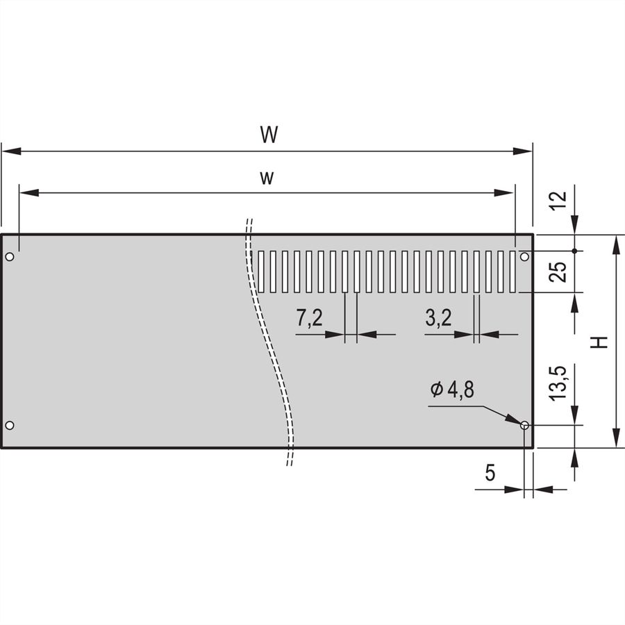 SCHROFF PropacPRO Panneau arrière, pleine largeur, non blindé, sans perforation, 4 U, 42 HP