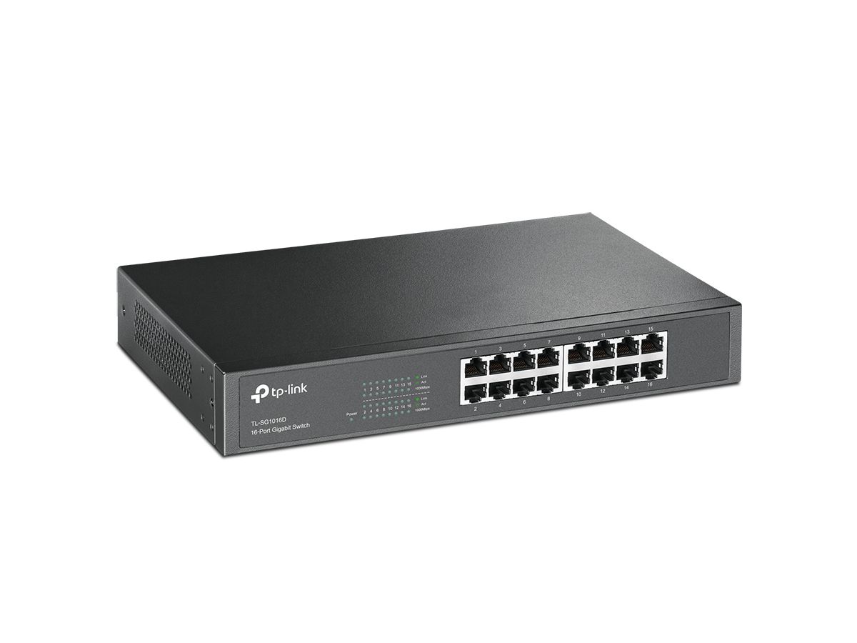 TP-Link TL-SG1016D commutateur réseau Non-géré L2 Gigabit Ethernet (10/100/1000) Noir