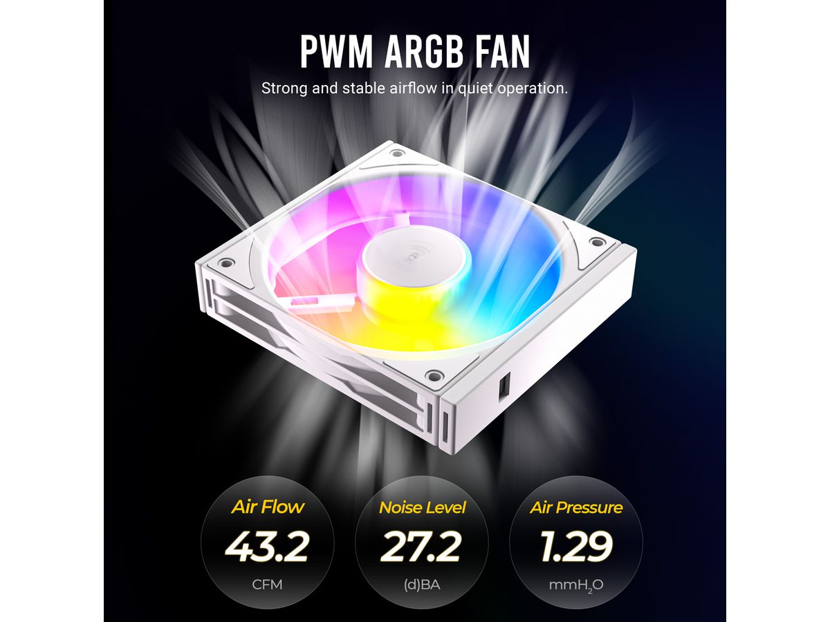 ANTEC C120 ARGB Ventilateur de boîtier PC inversé 120 mm, lot de 3, noir