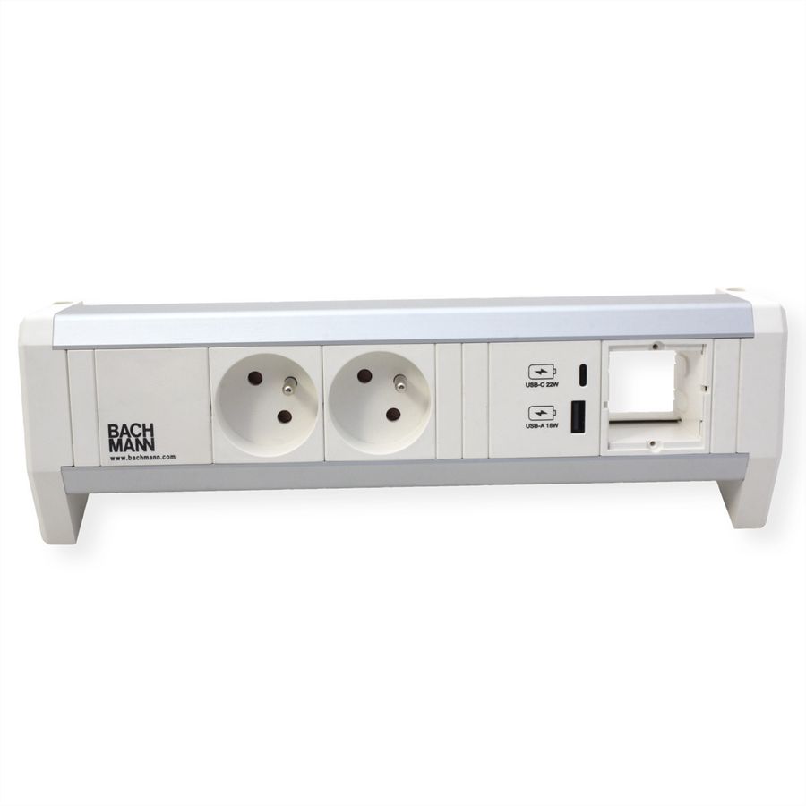 BACHMANN DESK 2xUTE 1xUSB A/C 22W 1xCM GST18 RAL9010