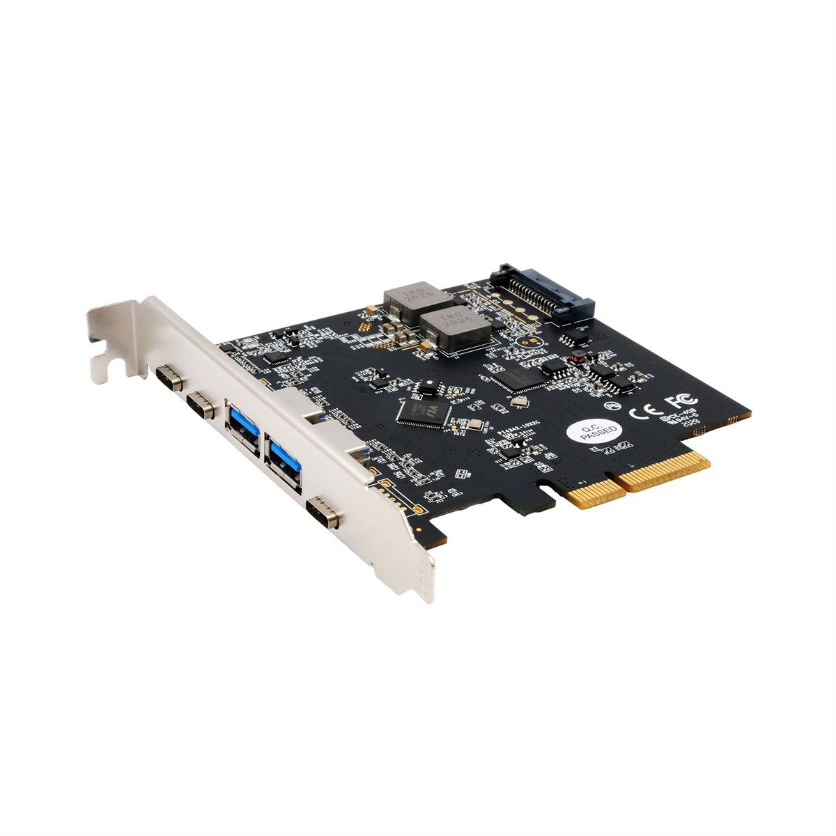 EXSYS EX-12007 Carte USB 3.2 Gen2 PCIe, 3 ports type C, 2 ports type A
